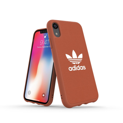 ADIDAS APPLE iPHONE XS MAX ADICOLOR CUSTODIA IN TPU E POLIURETANO ARANCIONE CON LOGO BIANCO